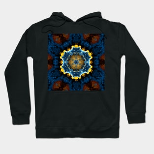 Psychedelic Mandala Flower Blue Yellow and Orange Hoodie